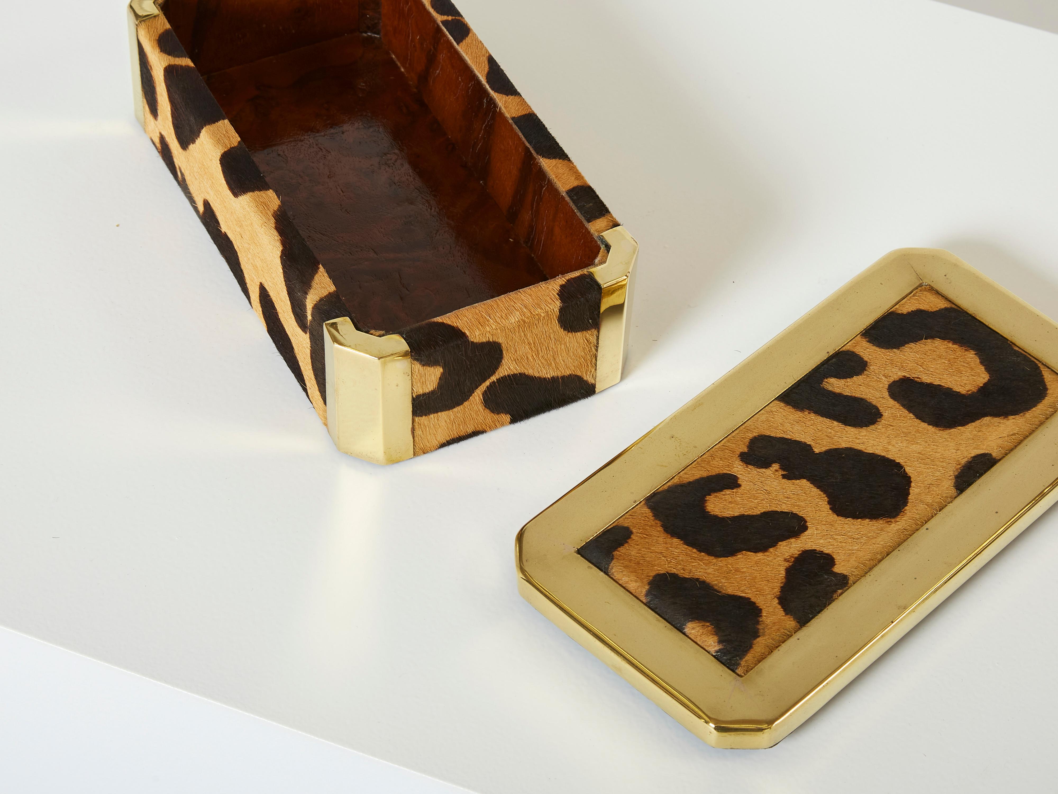 Mid-Century Italian Brass Leopard Fur Jewellery Box 1970 For Sale 4