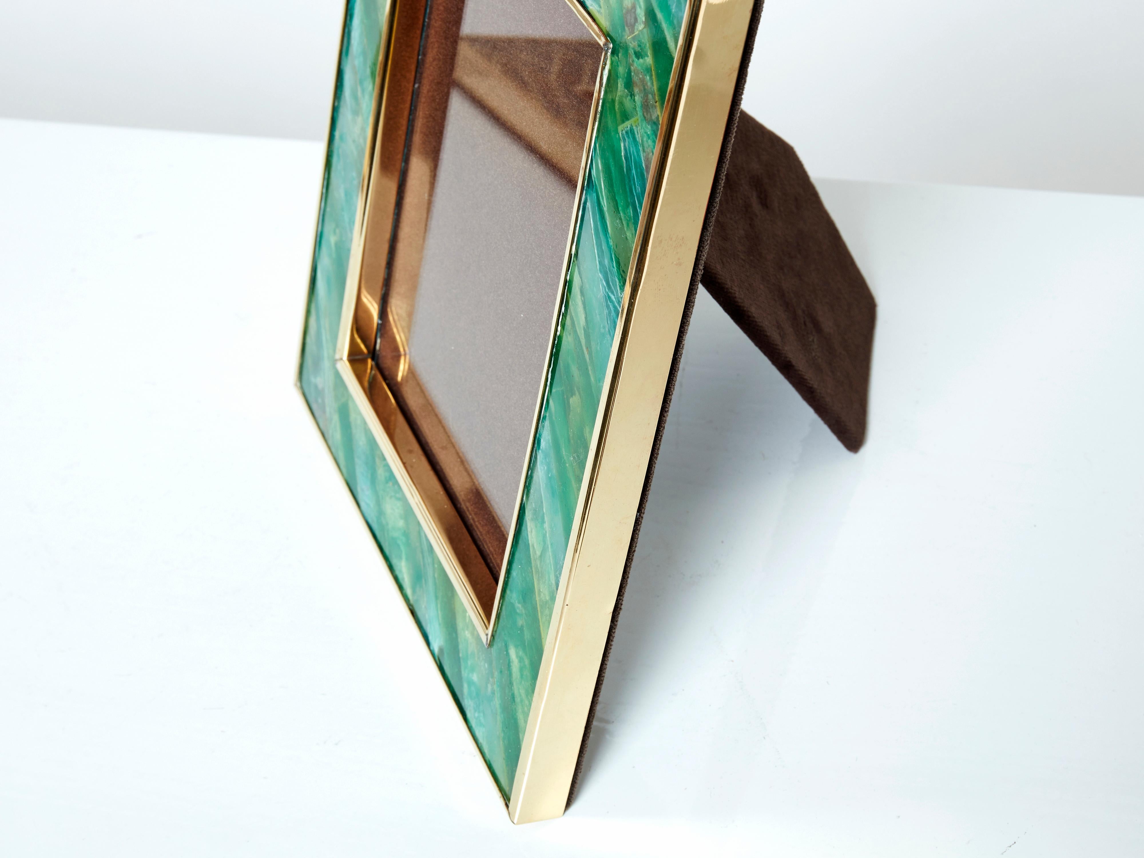 Late 20th Century Mid-Century Italian Brass Malachite Picture Frame 1970