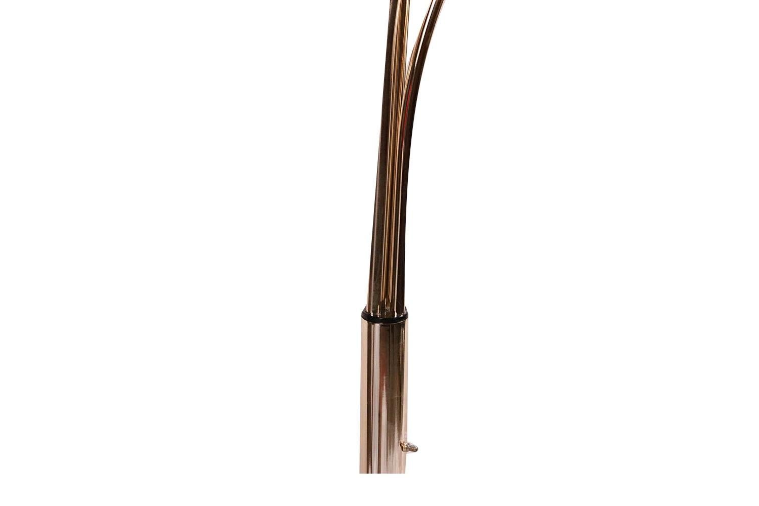 Mid-Century Modern Mid Century Italian Brass Marble Arc Floor Lamp 3 Arm