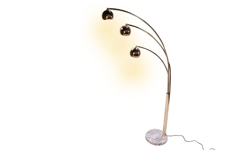 Mid Century Italian Brass Marble Arc Floor Lamp 3 Arm at 1stDibs