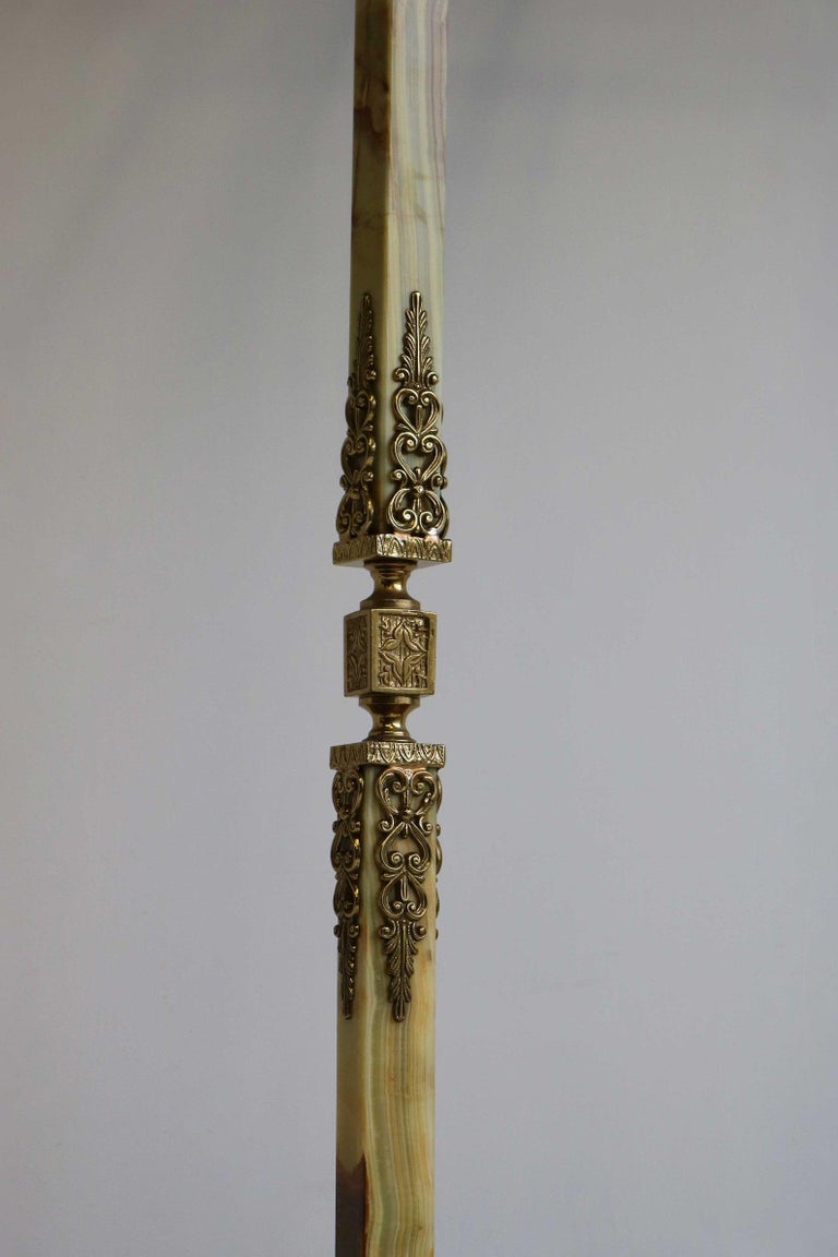 Mid-Century Modern Mid-Century Italian Brass Marble Luxury Coat Rack Hall Tree 1950s Ornate Onyx For Sale