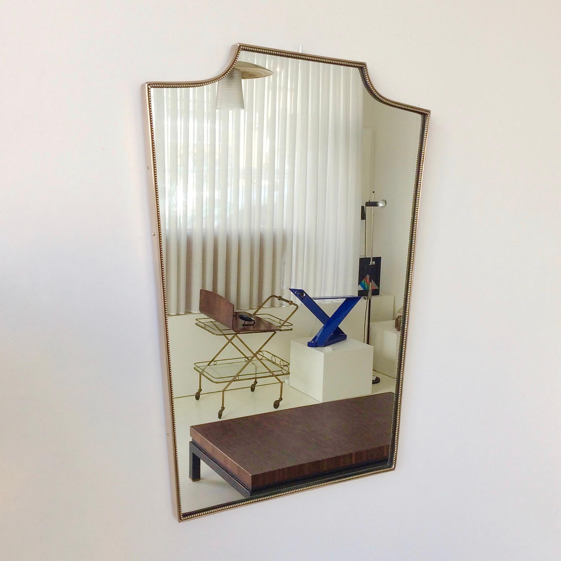 Mid-Century Modern Mid-Century Italian Brass Mirror, 1950s.