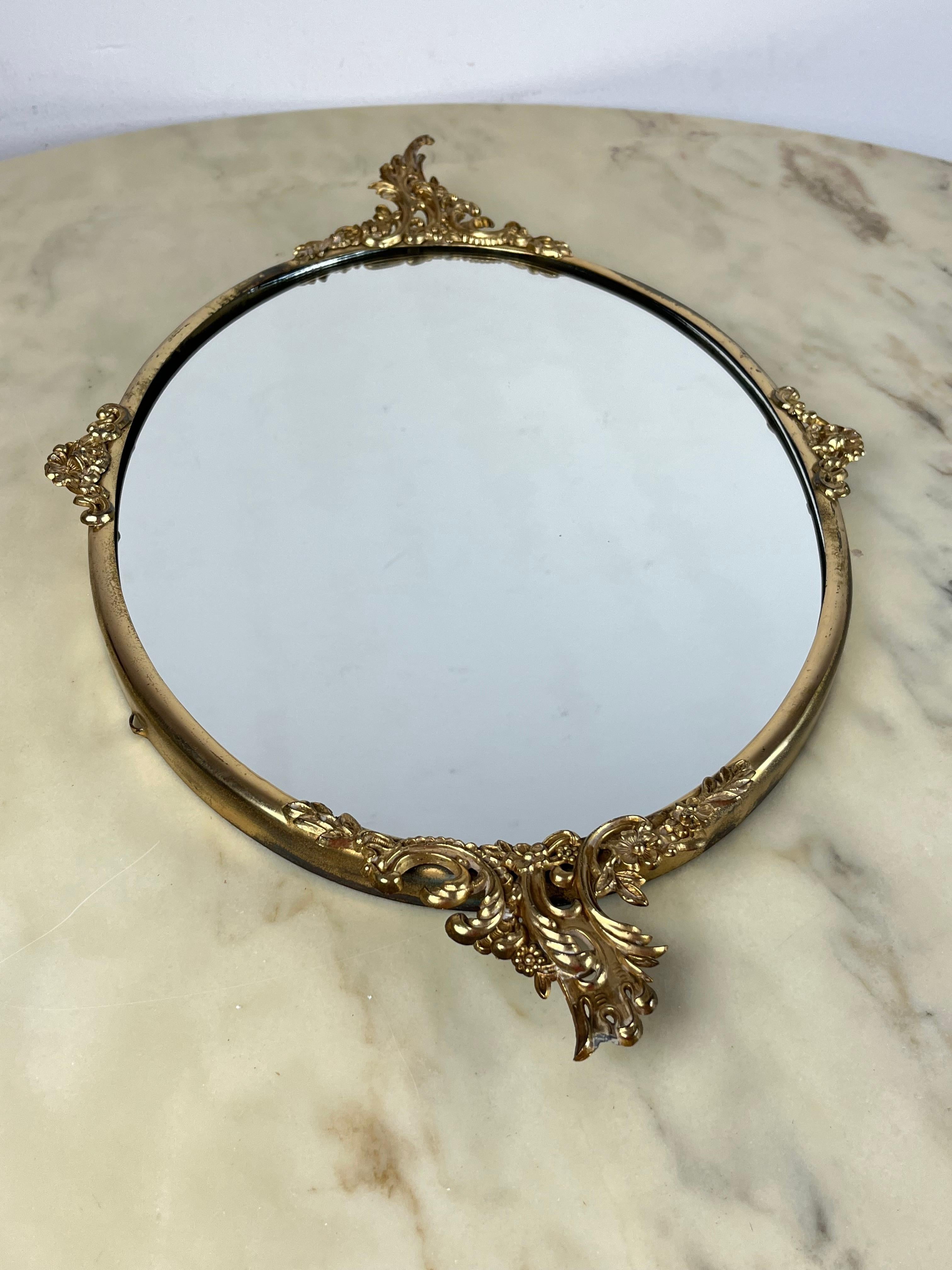 Other Mid-Century Italian Brass Mirror, 1960s For Sale