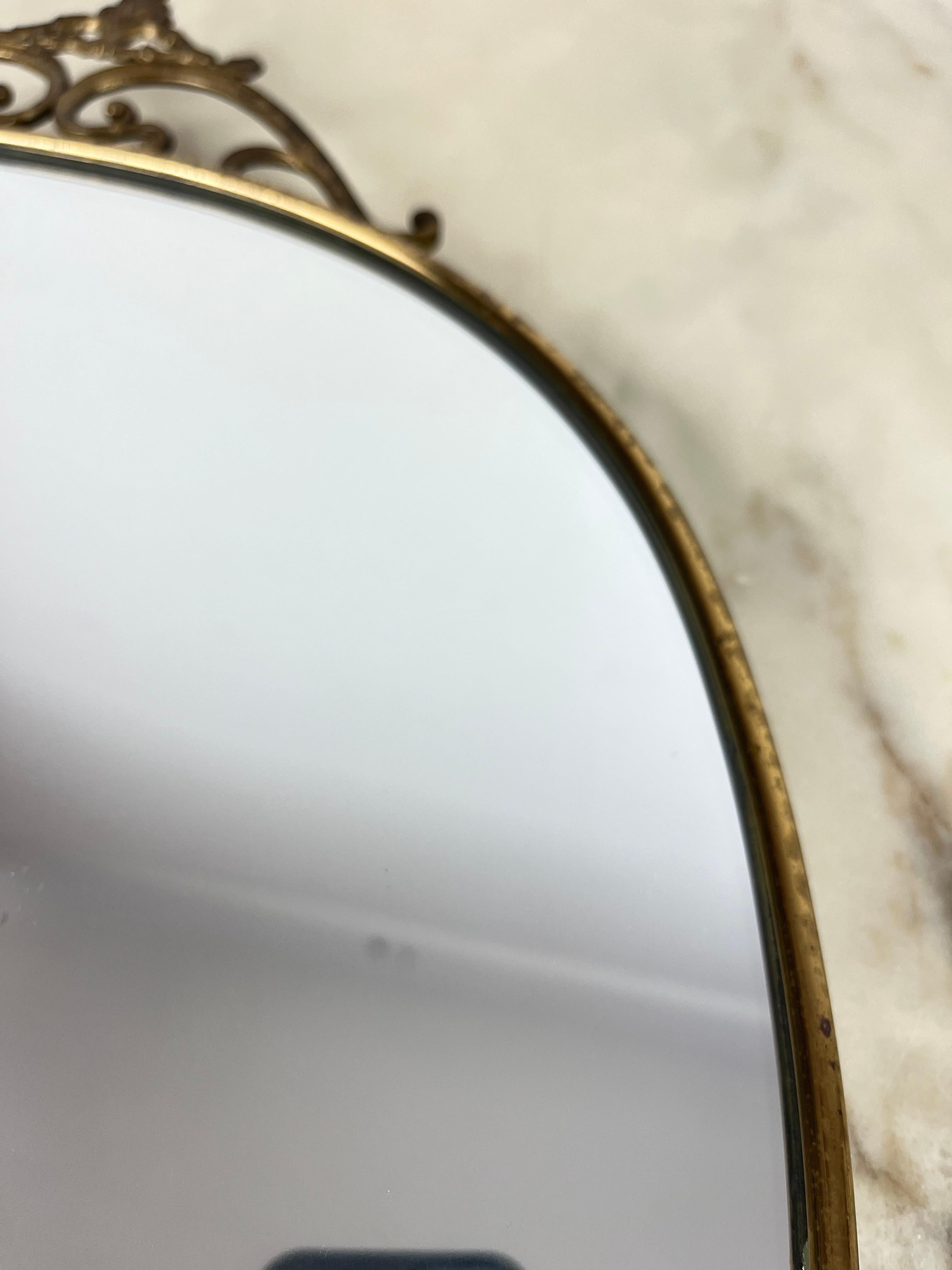 Mid-20th Century Mid-Century Italian Brass Mirror Attributed To Gio Ponti 1960s For Sale