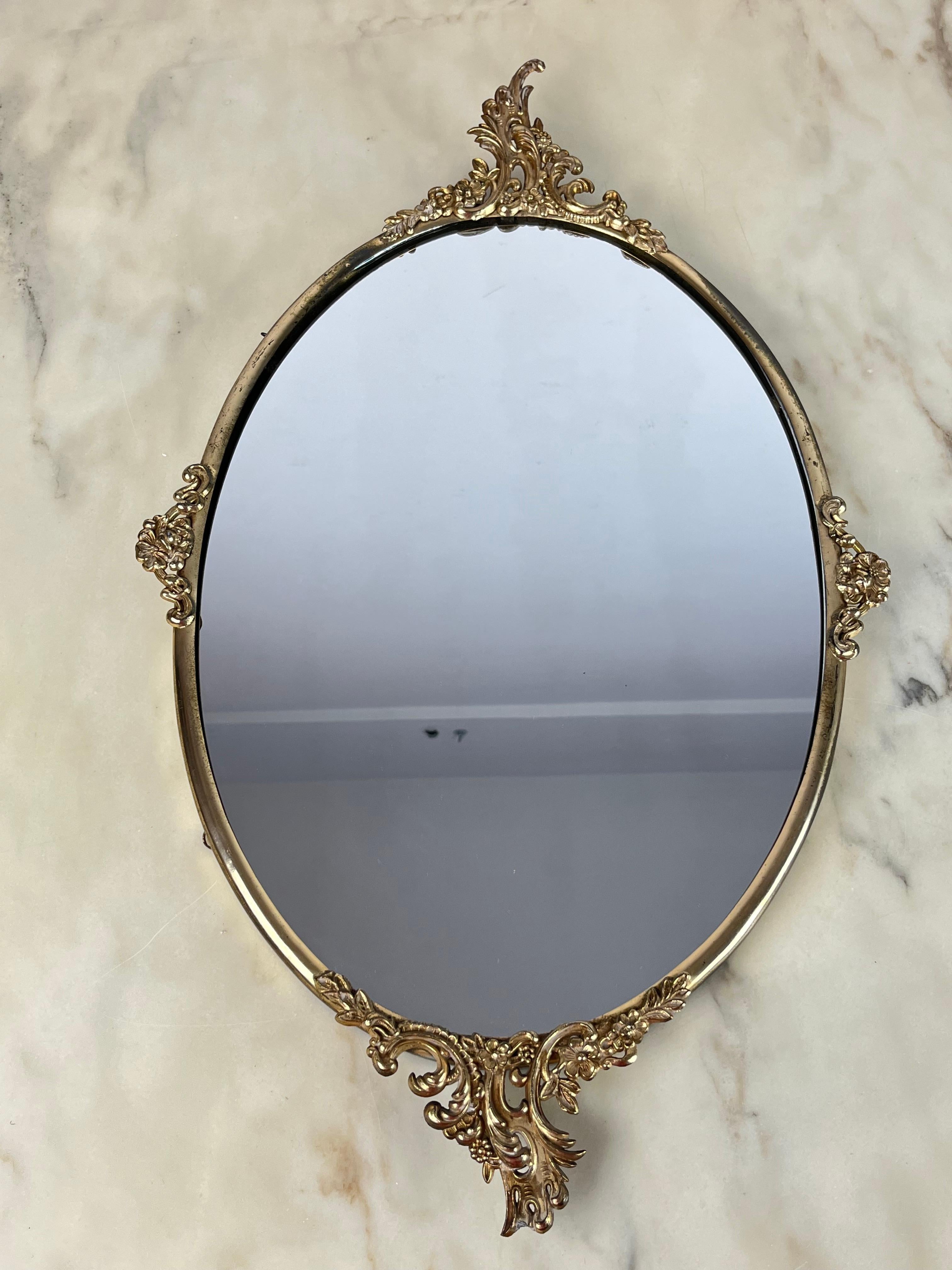 Mid-Century Italian Brass Mirror, 1960s For Sale 3