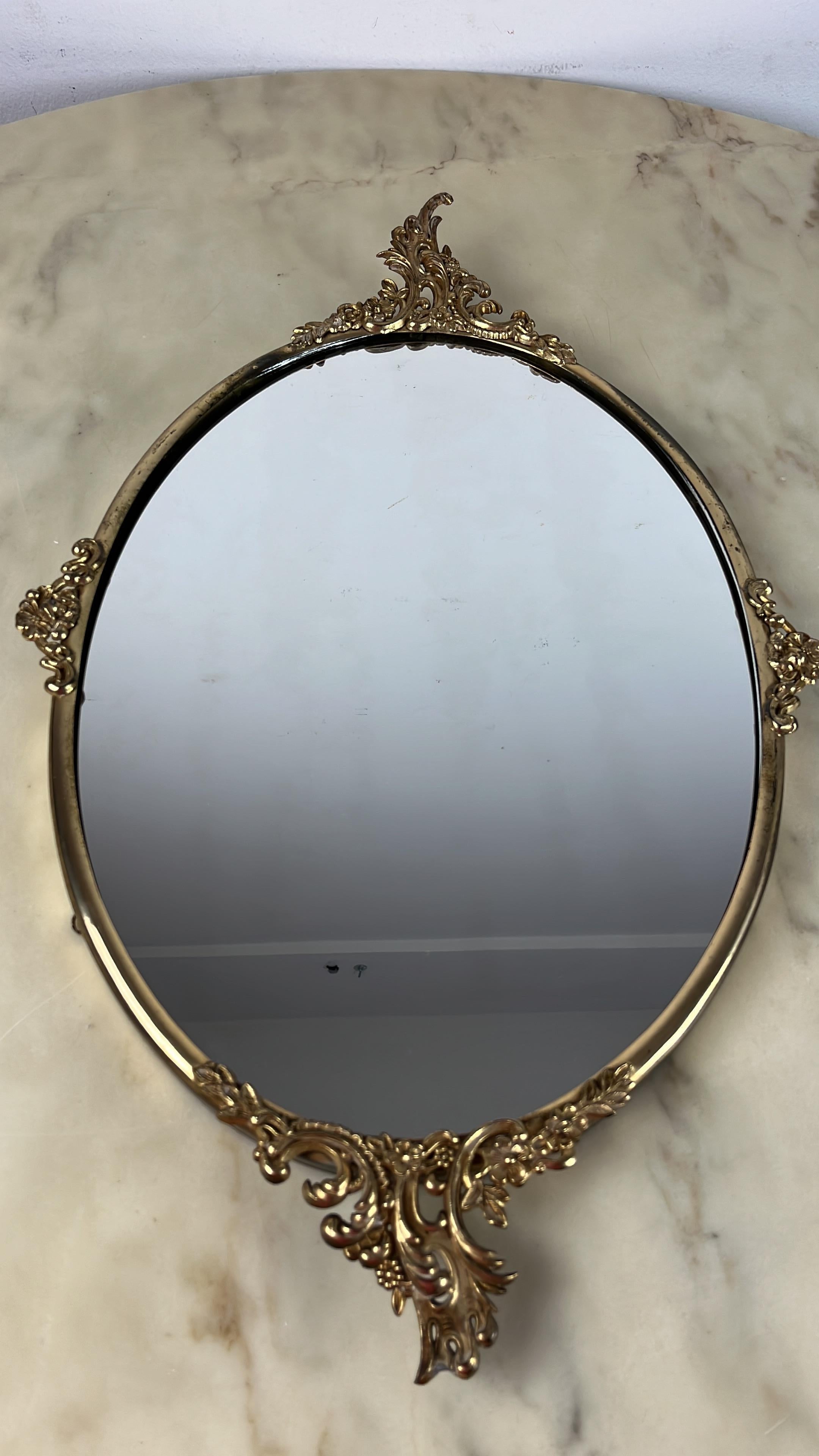 Mid-Century Italian Brass Mirror, 1960s For Sale 4