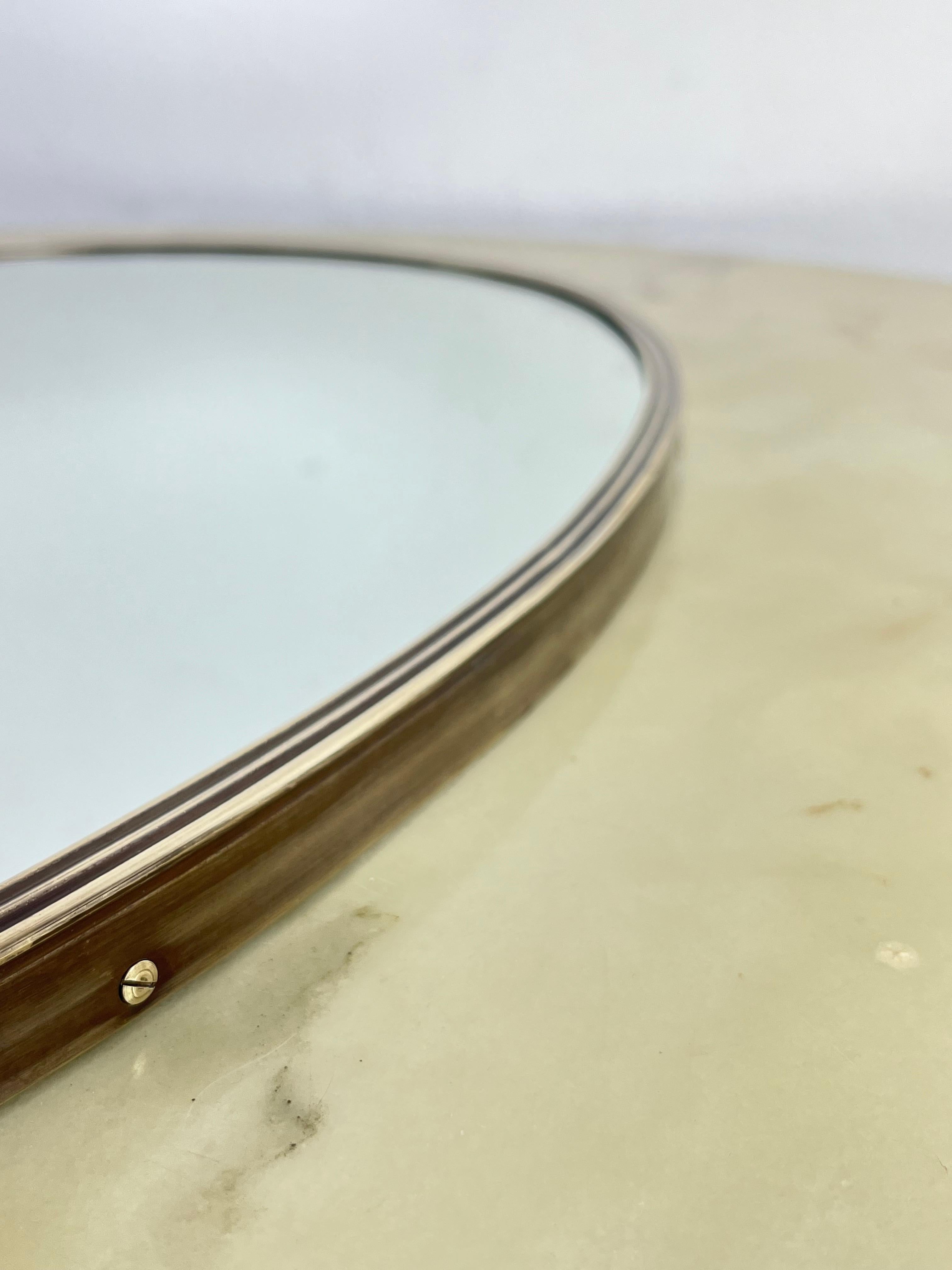 Mid-20th Century Mid-Century Italian Brass Mirror Attributed To Gio Ponti 1960s For Sale