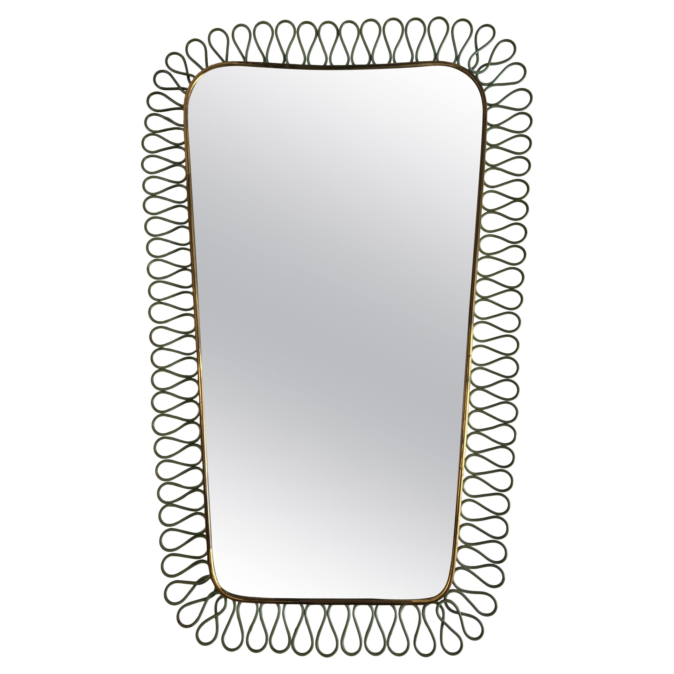 Mid-Century Italian Brass mirror in the style of Gio Ponti, 1950s