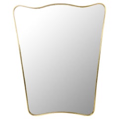 Mid-Century Italian Brass & Mirrored Glass Wall Mirror in the style of Gio Ponti