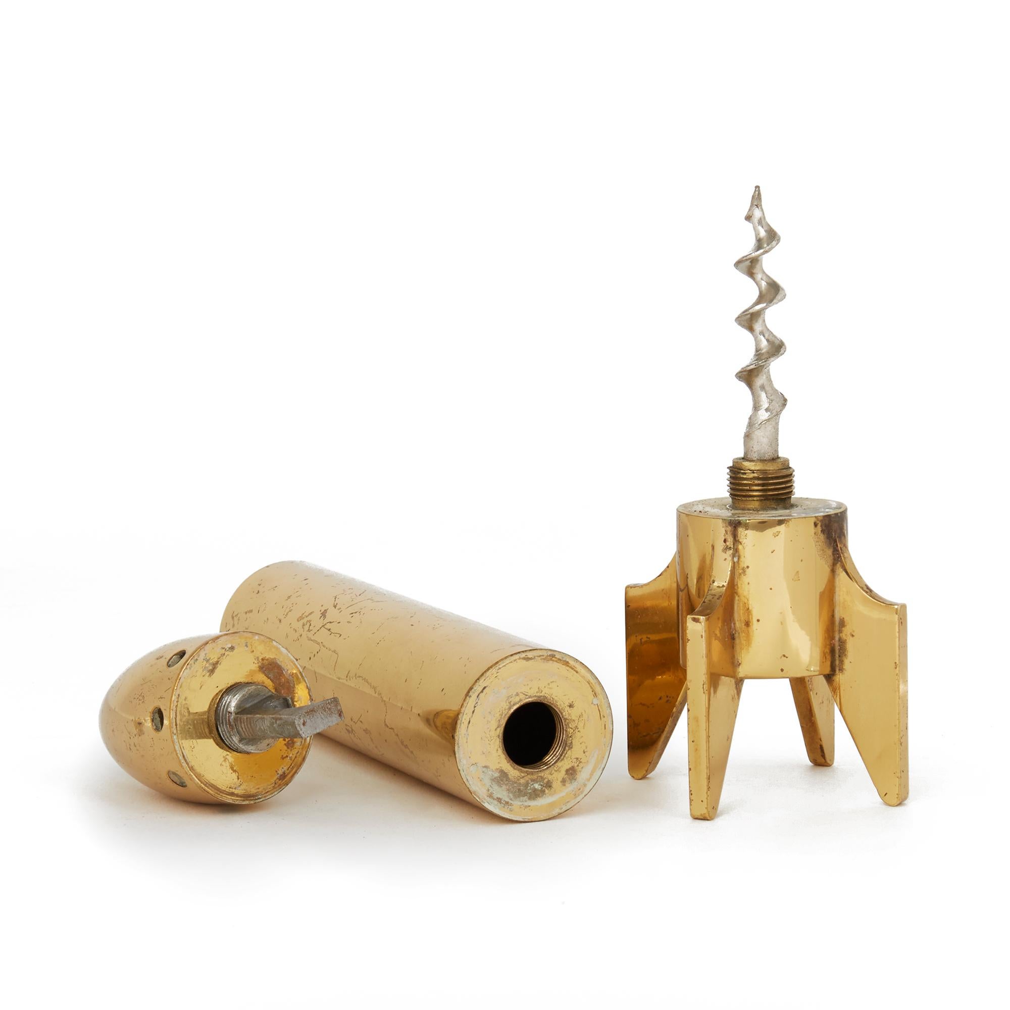 Midcentury Italian Brass Rocket Corkscrew, circa 1950-1960 2