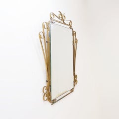 Mid-Century Italian Brass Scrolled Wall Mirror - 1950s