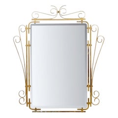 Mid-Century Italian Brass Scrolled Wall Mirror - 1950s