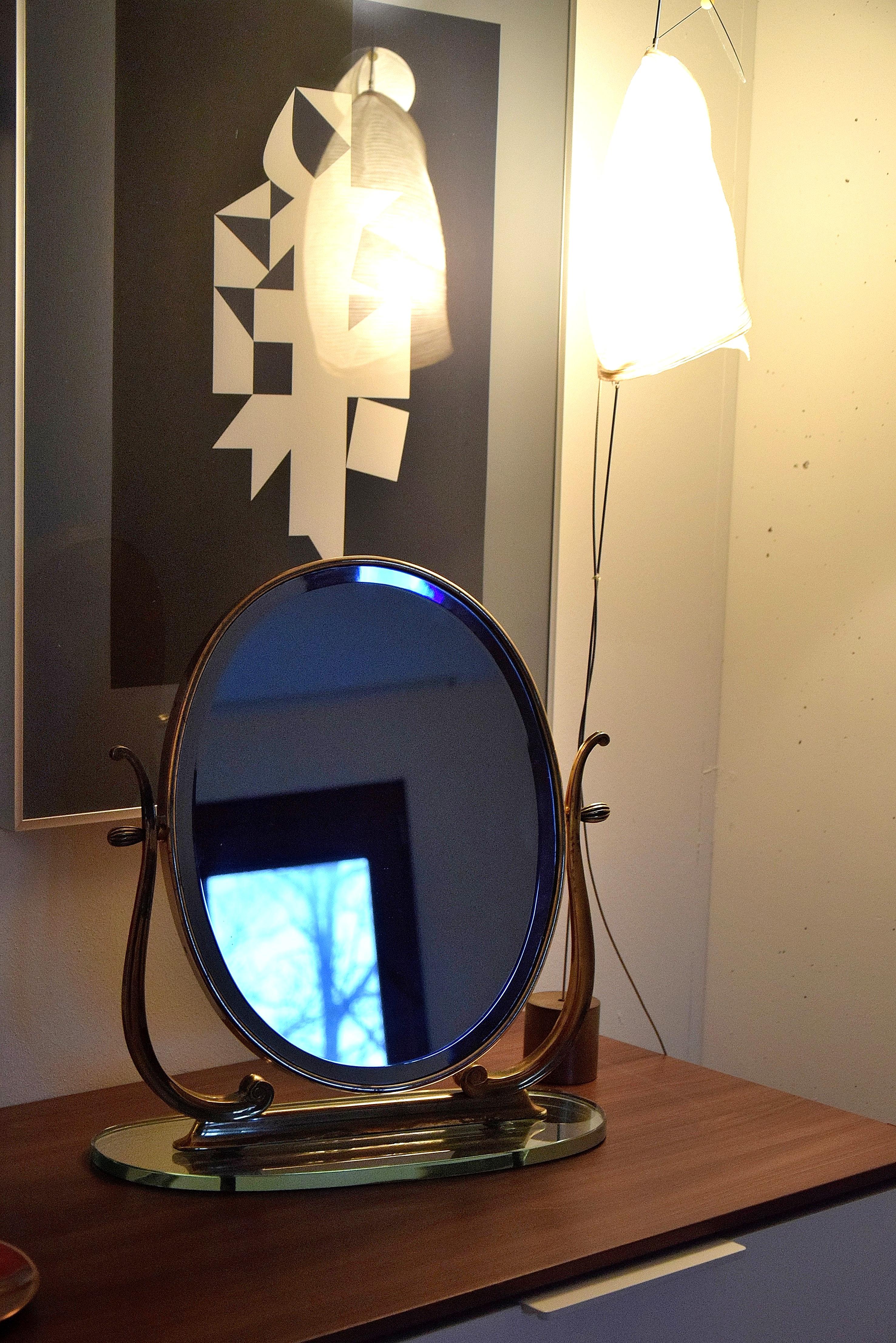 brass tabletop mirror