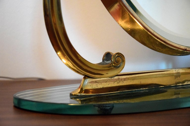 Midcentury Italian Brass Vanity or Tabletop Mirror For Sale at 1stDibs