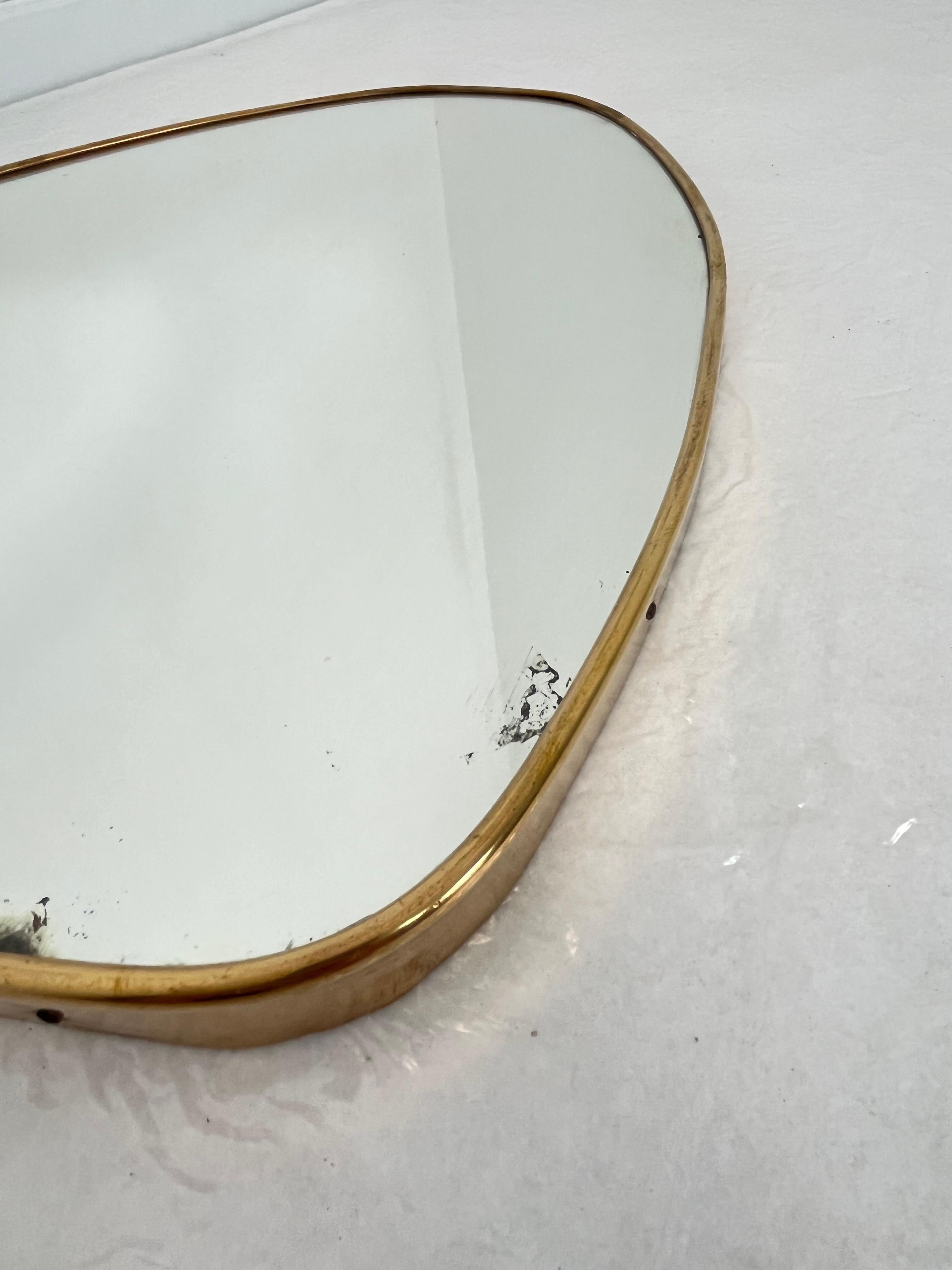 Mid-century Italian Brass Wall Mirror, 1950s For Sale 12