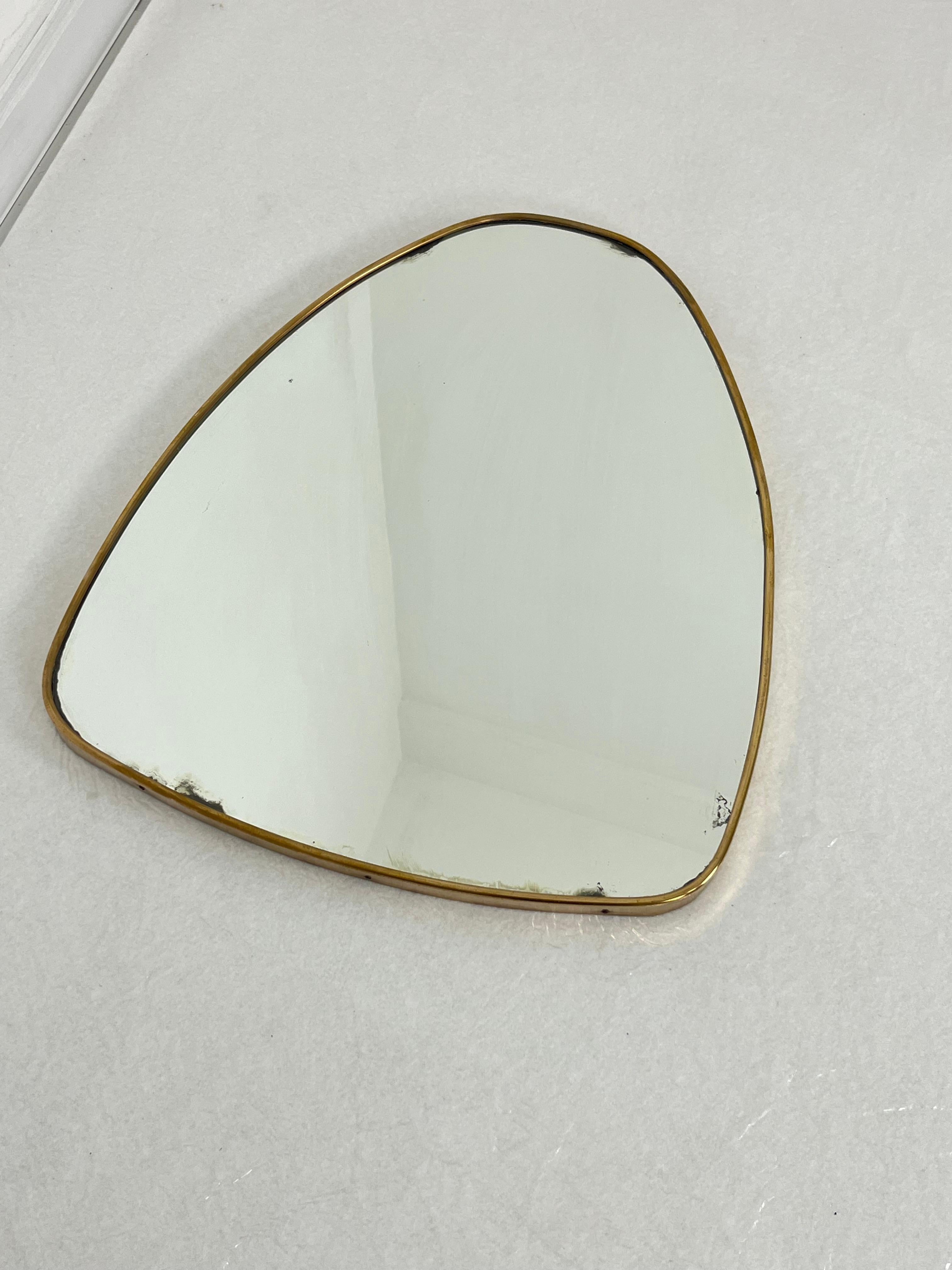 Mid-20th Century Mid-century Italian Brass Wall Mirror, 1950s For Sale