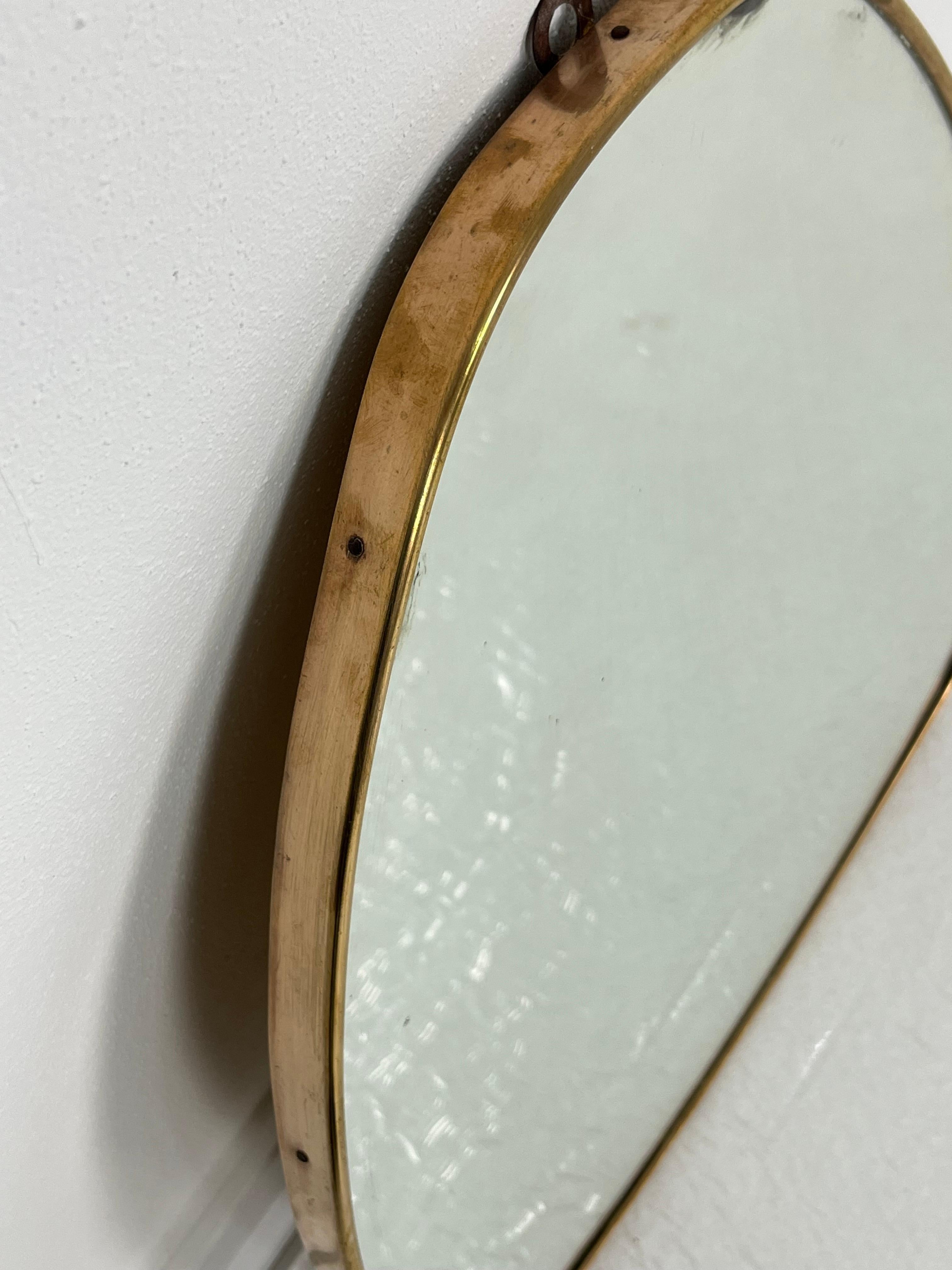 Mid-century Italian Brass Wall Mirror, 1950s For Sale 2