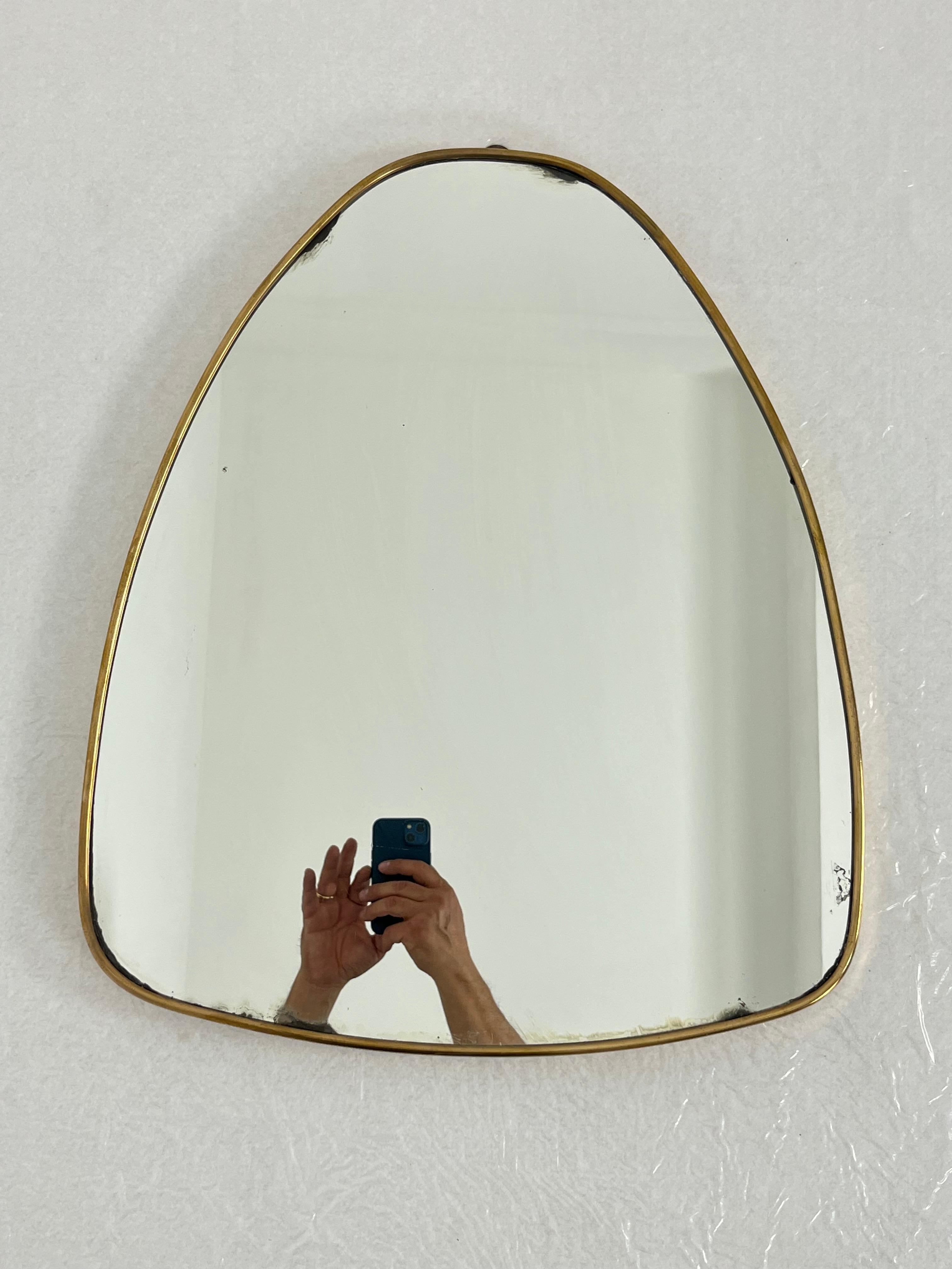 Mid-century Italian Brass Wall Mirror, 1950s For Sale 5