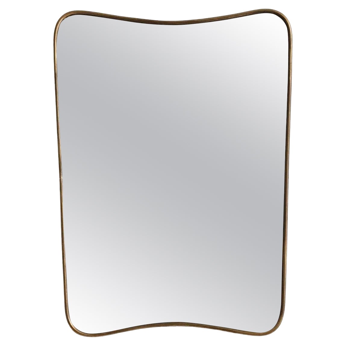 Miroir mural italien en laiton du milieu du siècle attribué à Gio Ponti