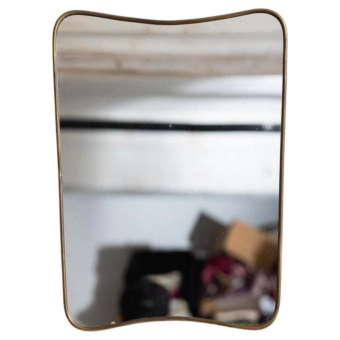 Mid Century Italian Brass Wall Mirror Attributed to Gio Ponti