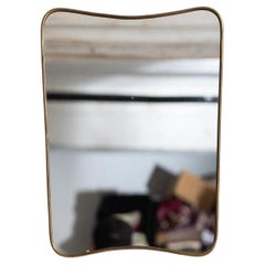 Mid Century Italian Brass Wall Mirror Attributed to Gio Ponti