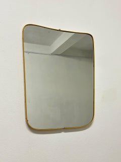 Mid-Century Italian Brass Wall Mirror in the Style of Gio Ponti, 1950s