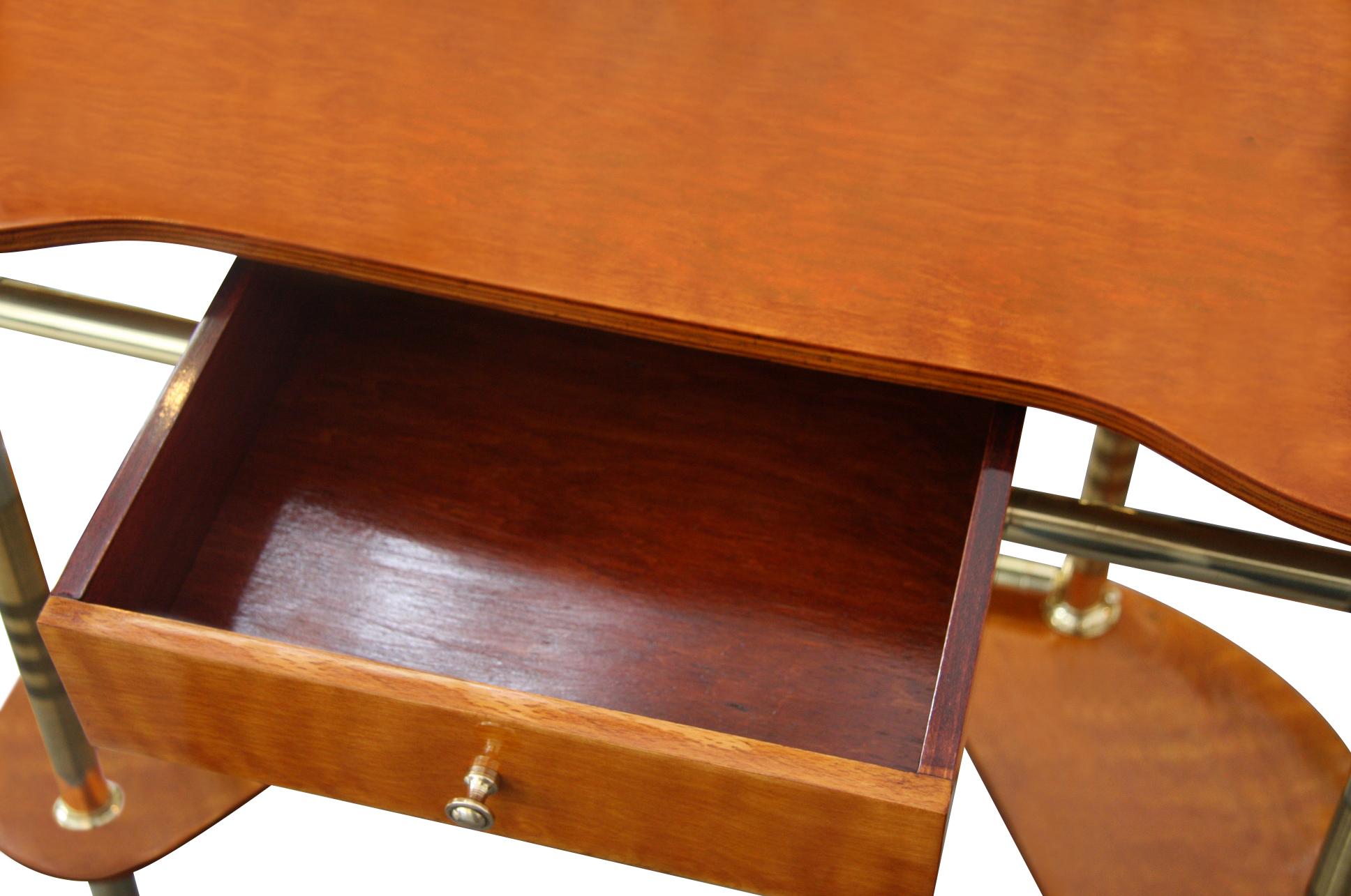 Mid-20th Century Midcentury Italian Brass and Wood Dressing Table