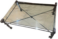 Mid Century Italian Bronze Coffee Table with Glass Top, c. 1950