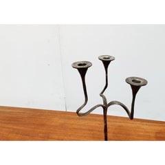 Mid-Century Italian Brutalist Bronze Amadeus Series Candleholder, 1960s