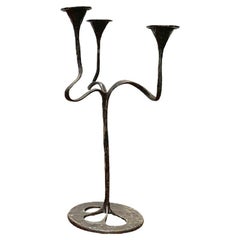 Mid-Century Italian Brutalist Bronze Amadeus Series Candleholder, 1960s