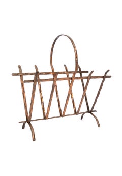 Mid Century Italian Brutalist Copper Magazine Rack / Newspaper Stand C.1970