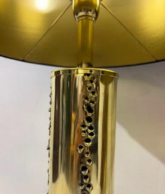 Mid-Century Italian Brutalist Pair of Brass Table Lamps