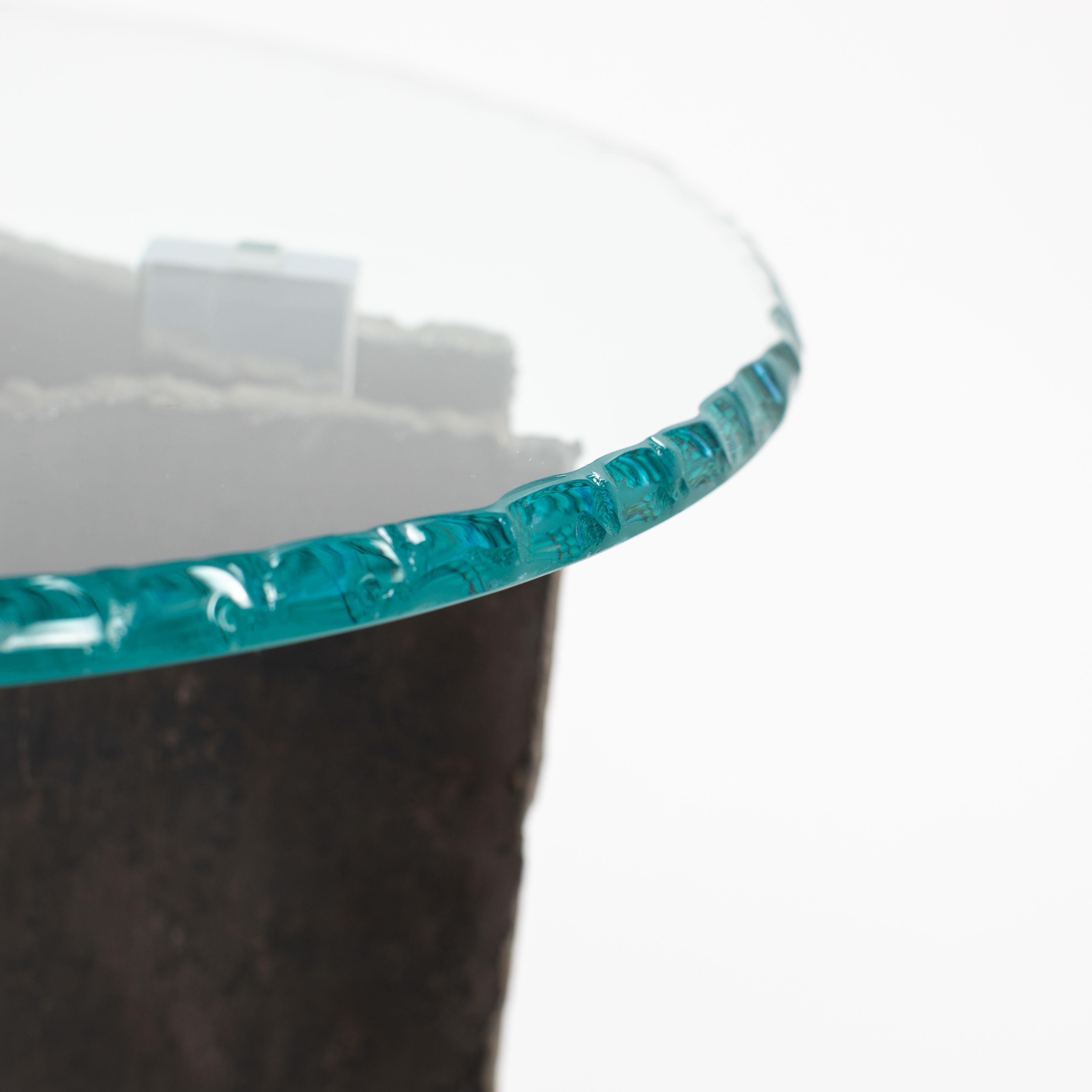 Italienische brutalistische Beistelltische aus der Mitte des Jahrhunderts aus Eisen-Glas-Nickel von Banci, Florenz im Angebot 7