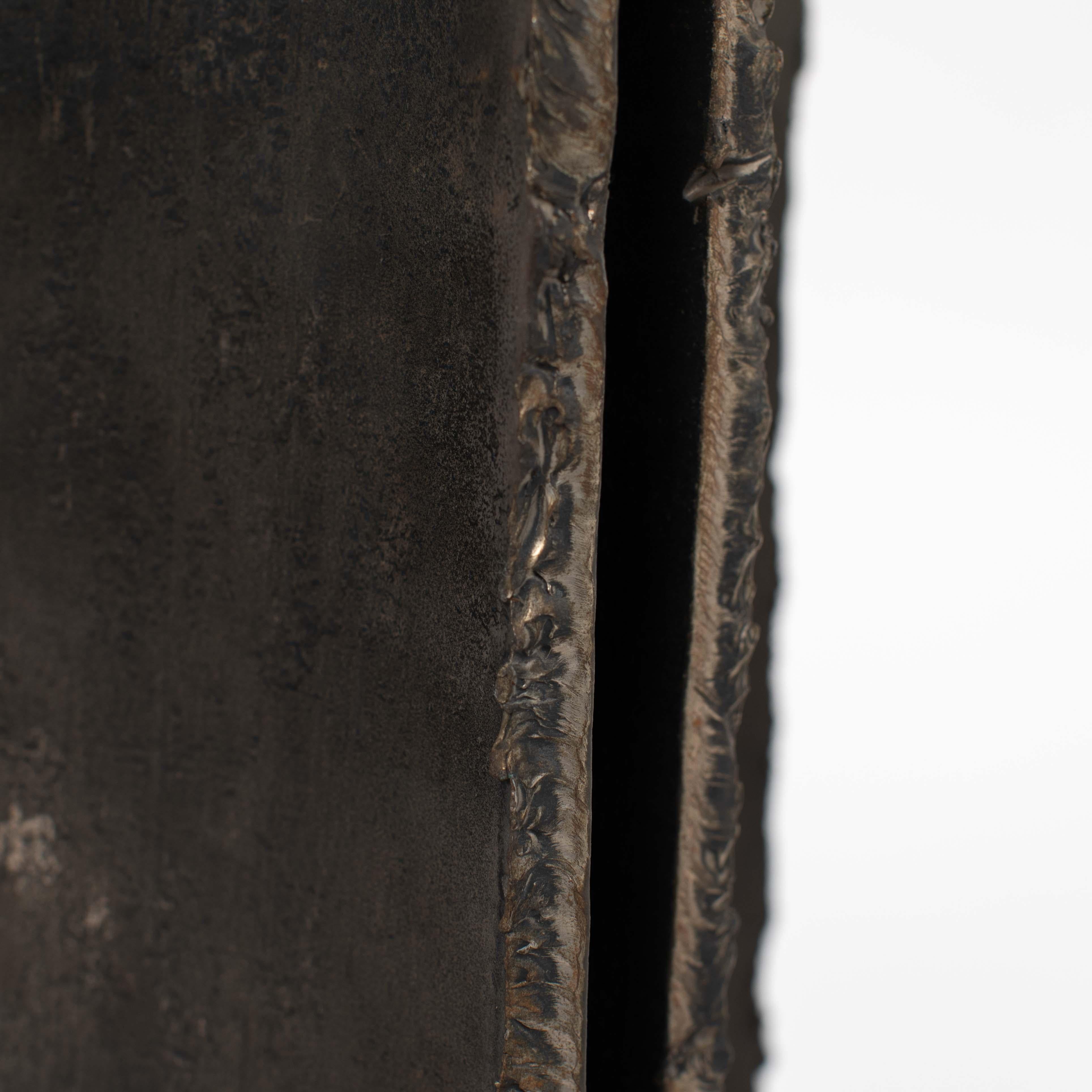 Italienische brutalistische Beistelltische aus der Mitte des Jahrhunderts aus Eisen-Glas-Nickel von Banci, Florenz im Angebot 12