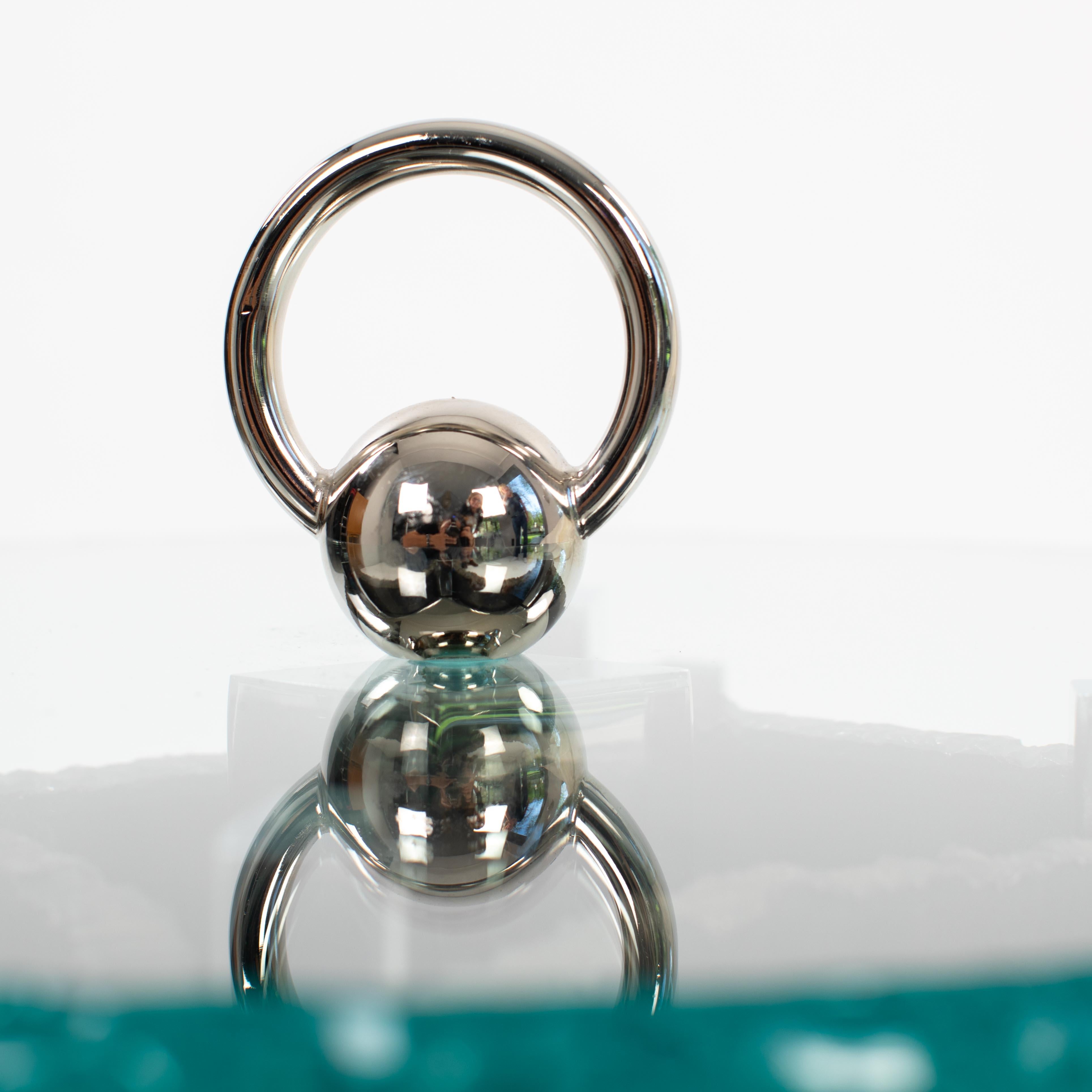 Italienische brutalistische Beistelltische aus der Mitte des Jahrhunderts aus Eisen-Glas-Nickel von Banci, Florenz im Angebot 2