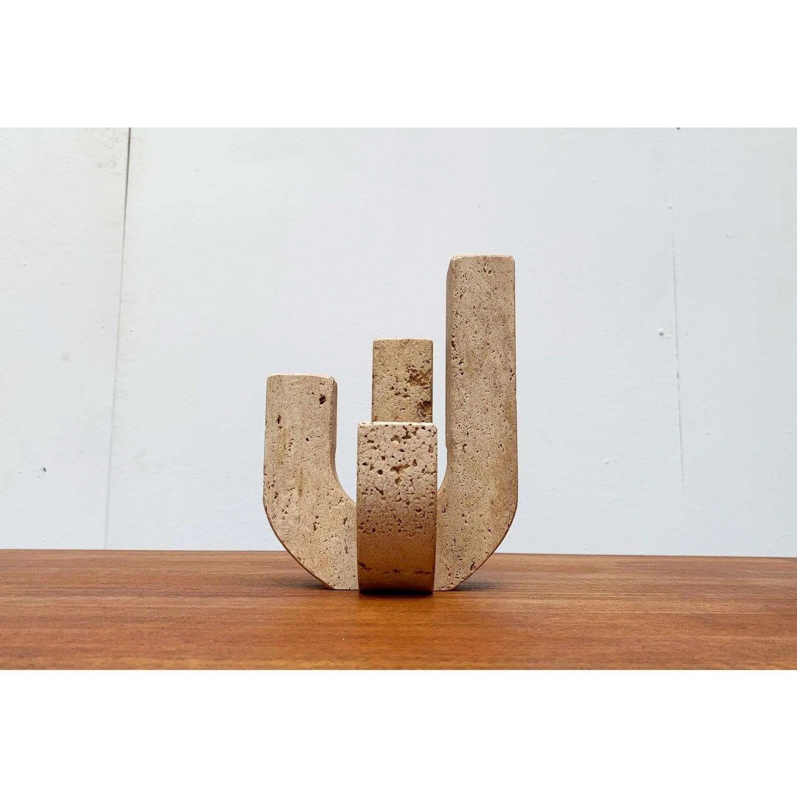 Mid-Century Italian Brutalist Travertine Candleholder by Fratelli Mannelli For Sale 5