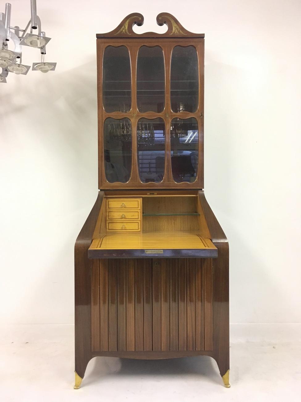 Midcentury Italian Bureau Bookcase Trumeau by Paolo Buffa In Good Condition In London, London