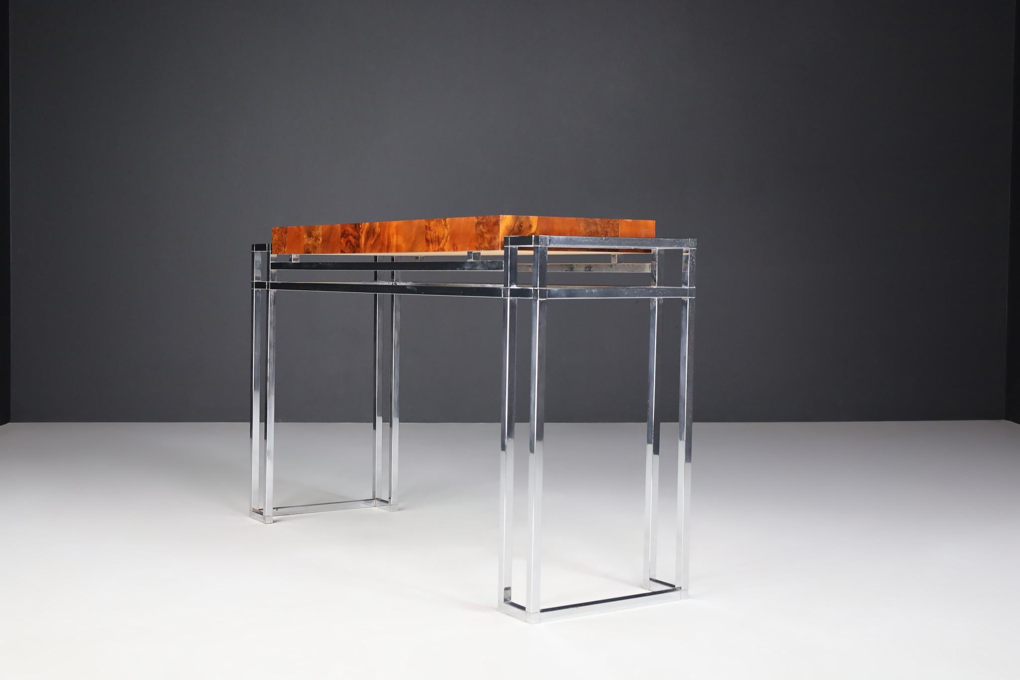 Mid-Century Italian Burl Console Table by Willy Rizzo 5