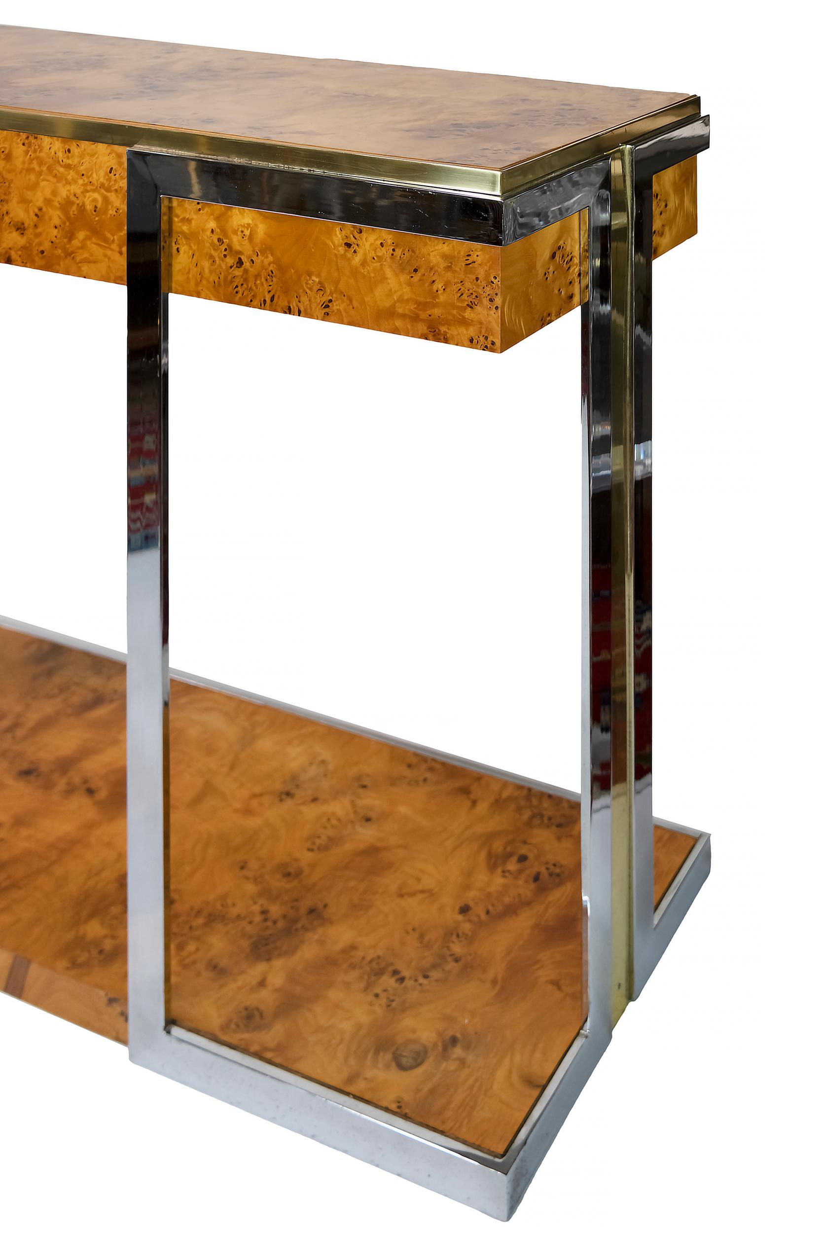 20th Century Mid-Century Italian Burl Console Table by Willy Rizzo