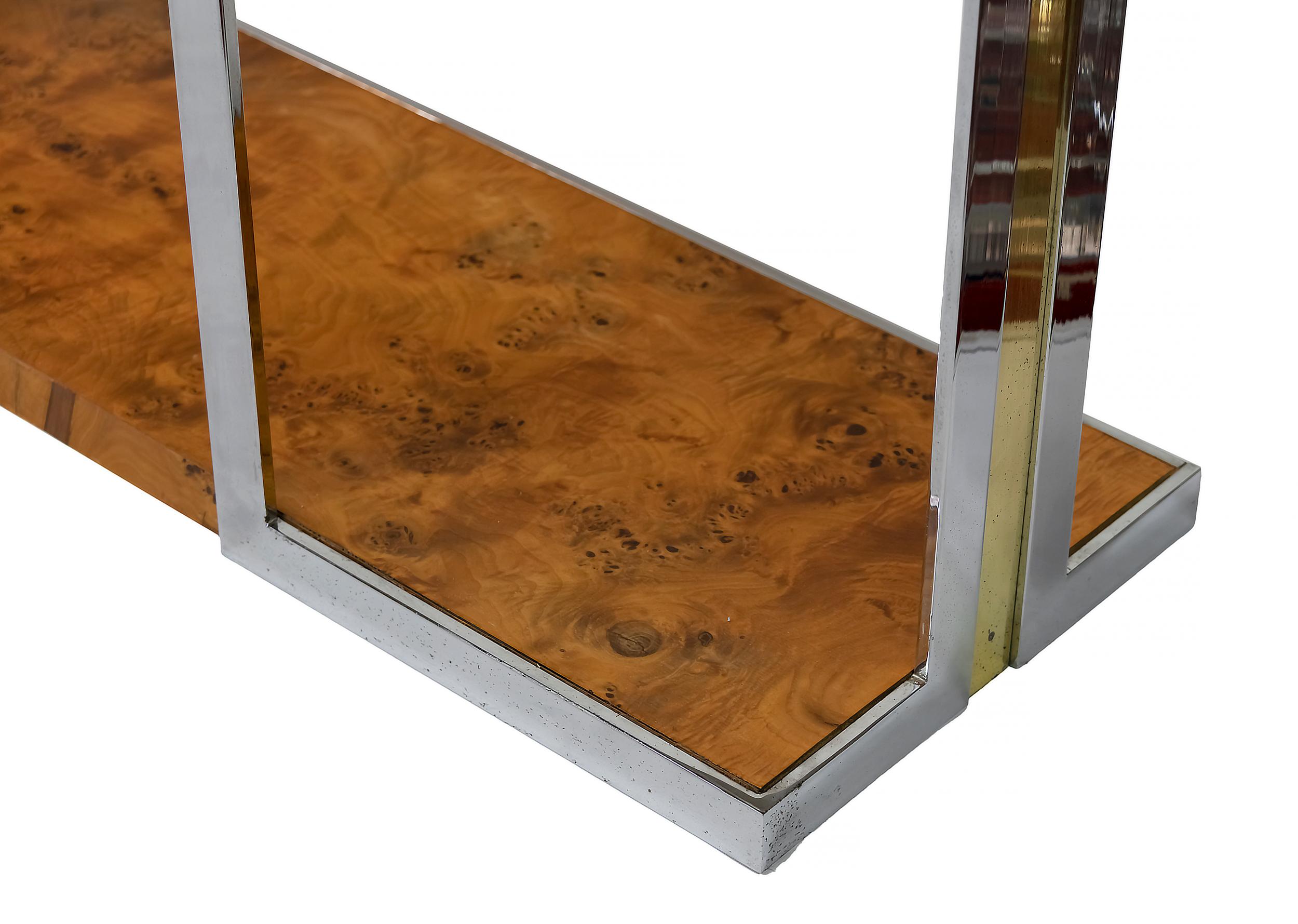 Mid-Century Italian Burl Console Table by Willy Rizzo 3