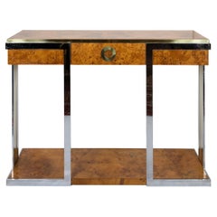 Mid-Century Italian Burl Console Table by Willy Rizzo
