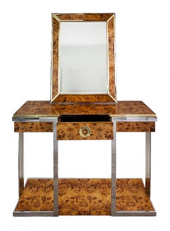 Consola italiana de buril de mediados de siglo con espejo, Mario Sabot, años 70