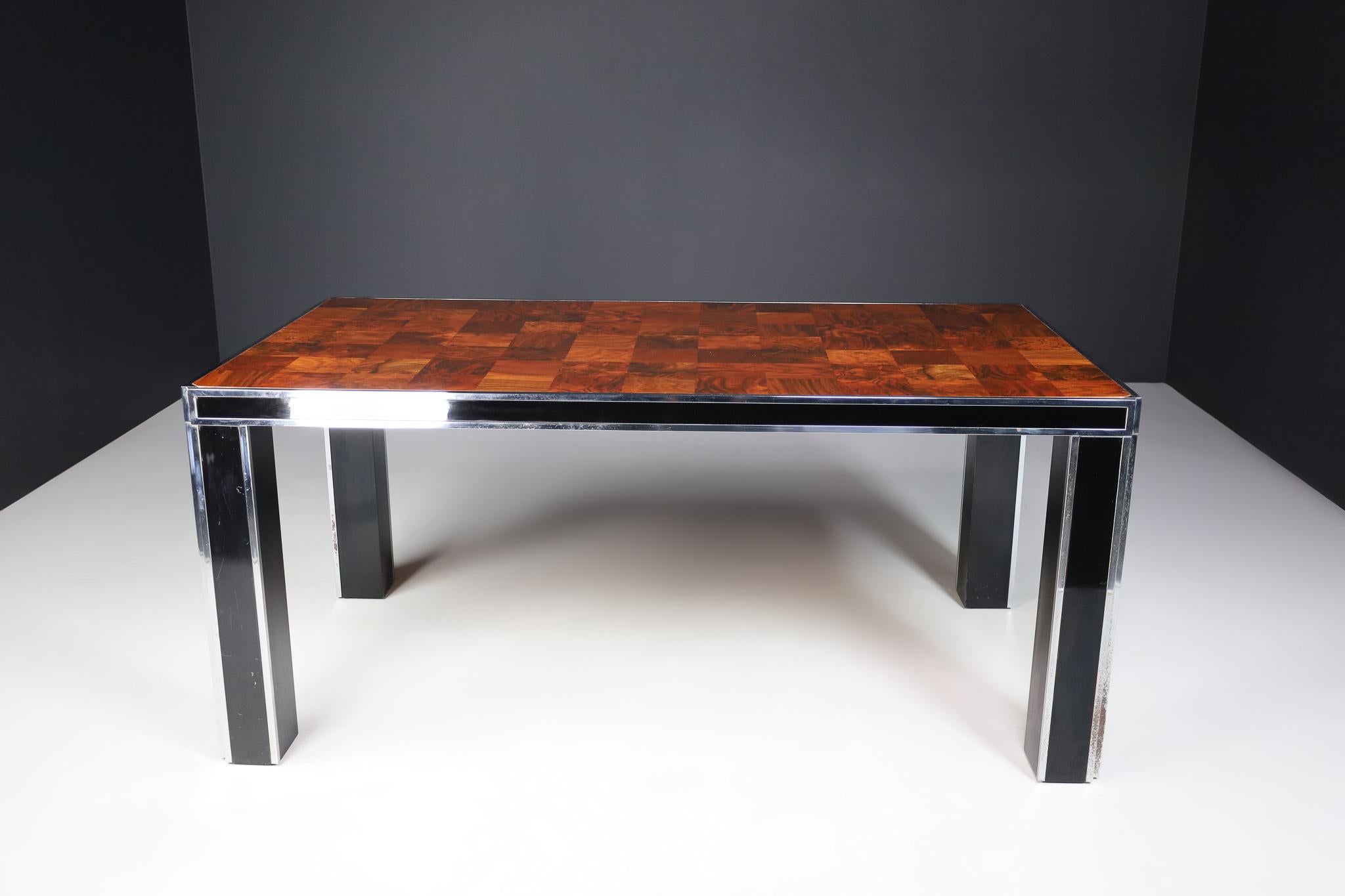 Mid-Century Italian Burl Dining Table by Willy Rizzo, 1970s  For Sale 6