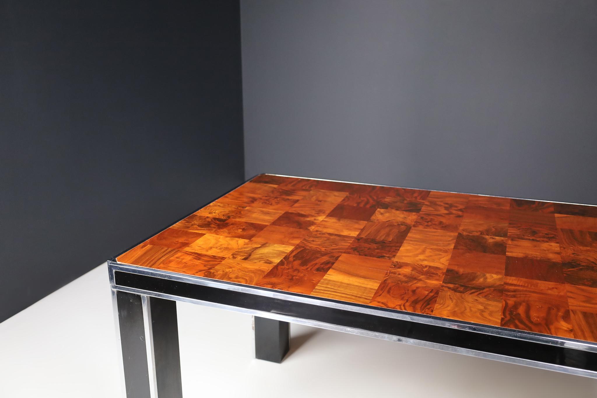 Mid-Century Italian Burl Dining Table by Willy Rizzo, 1970s  For Sale 7