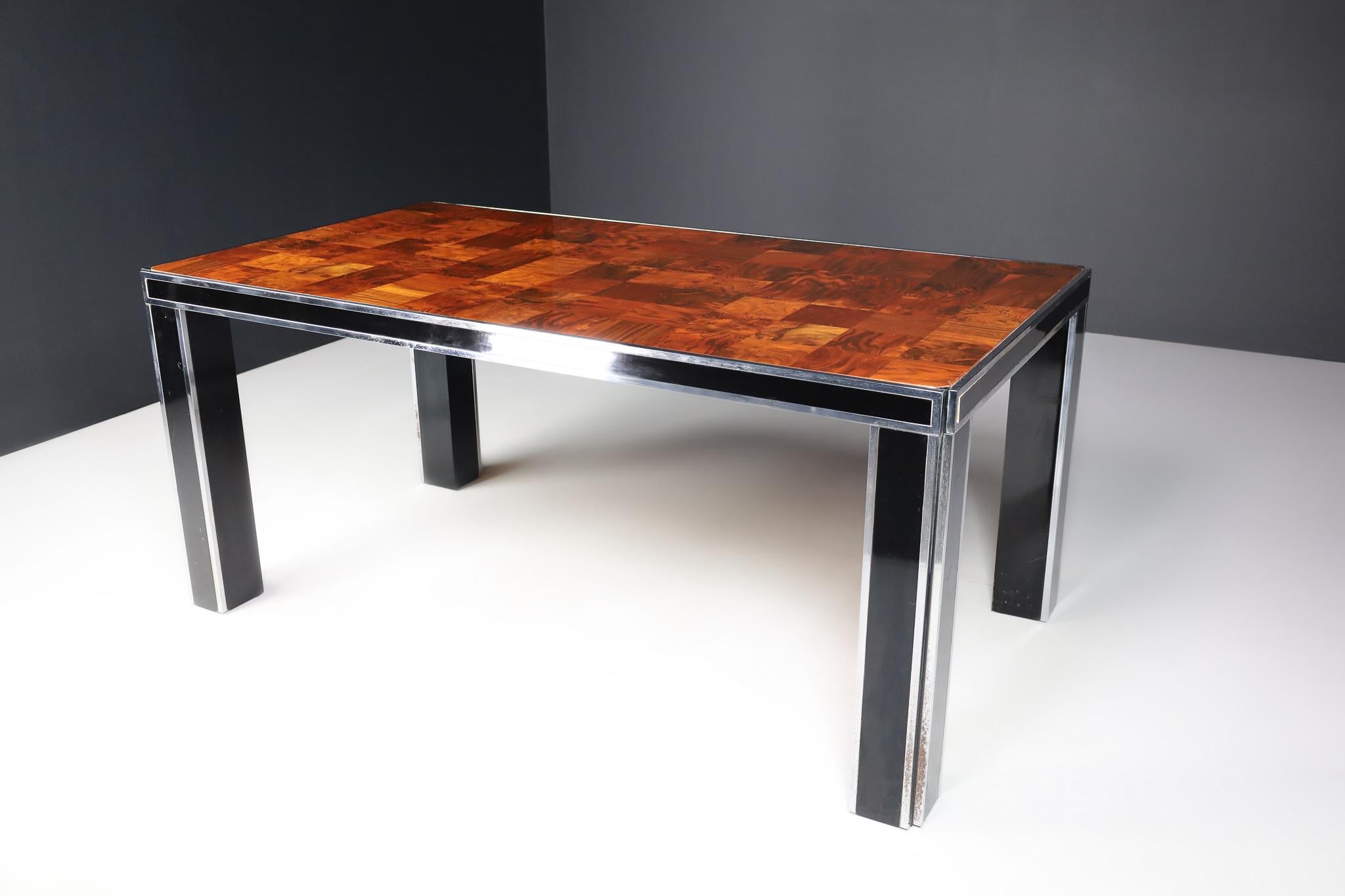 Mid-Century Italian Burl Dining Table by Willy Rizzo, 1970s  For Sale 1