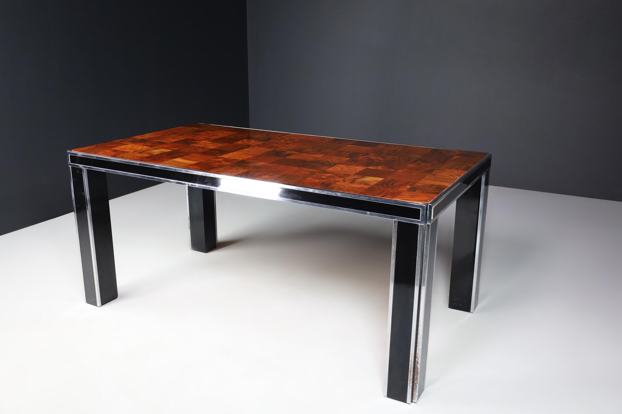 Mid-Century Italian Burl Dining Table by Willy Rizzo, 1970s  For Sale 2