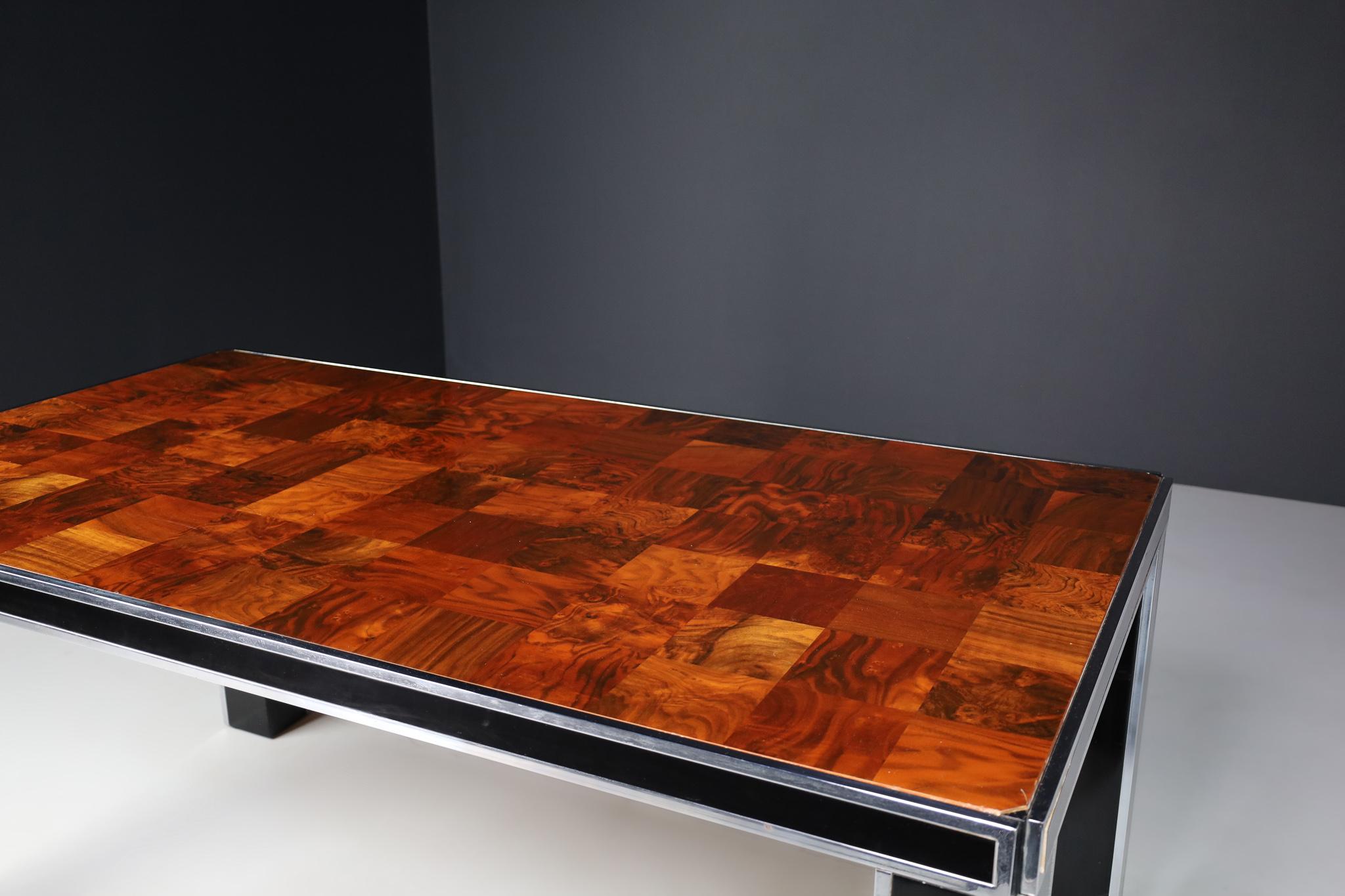 Mid-Century Italian Burl Dining Table by Willy Rizzo, 1970s  For Sale 3