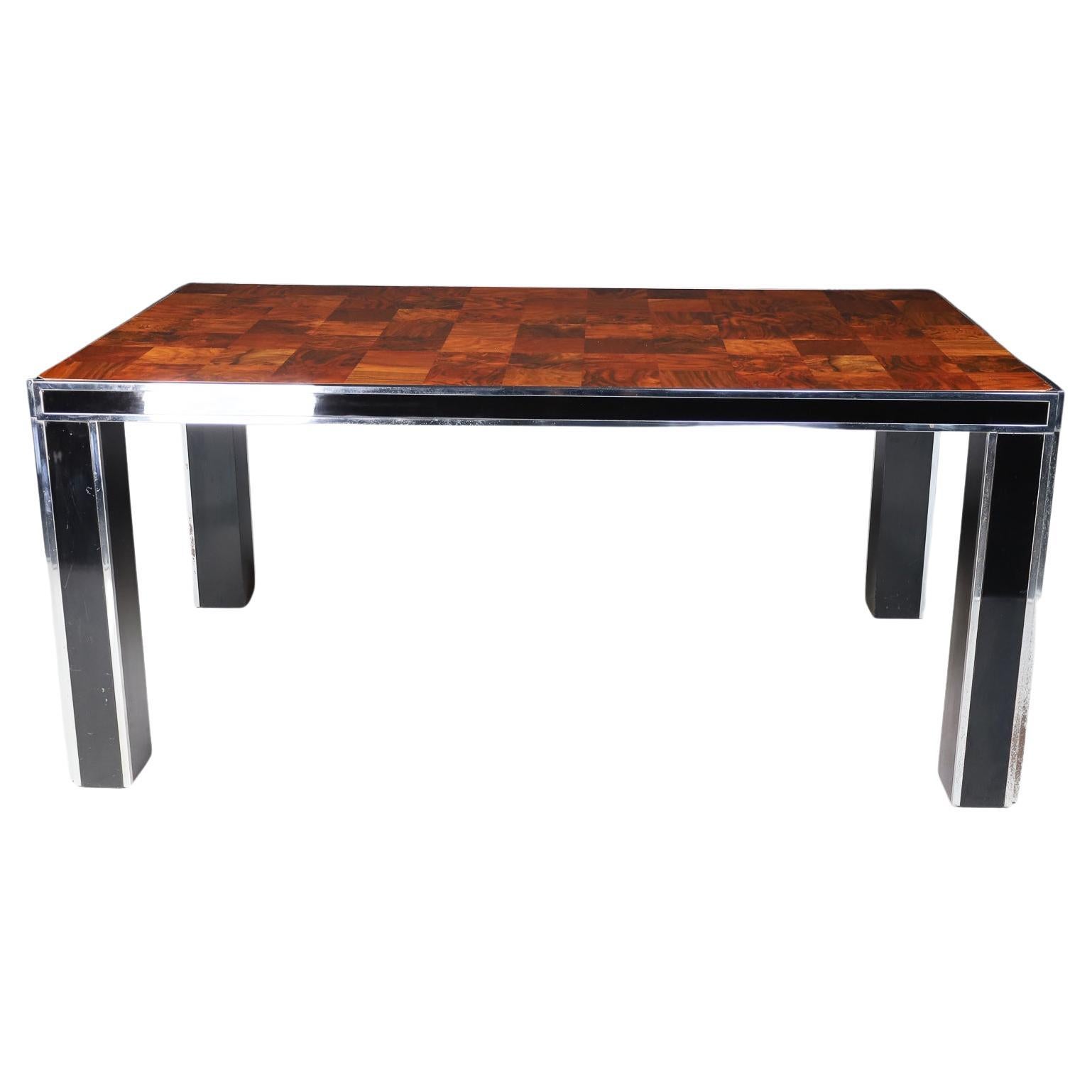 Mid-Century Italian Burl Dining Table by Willy Rizzo, 1970s 