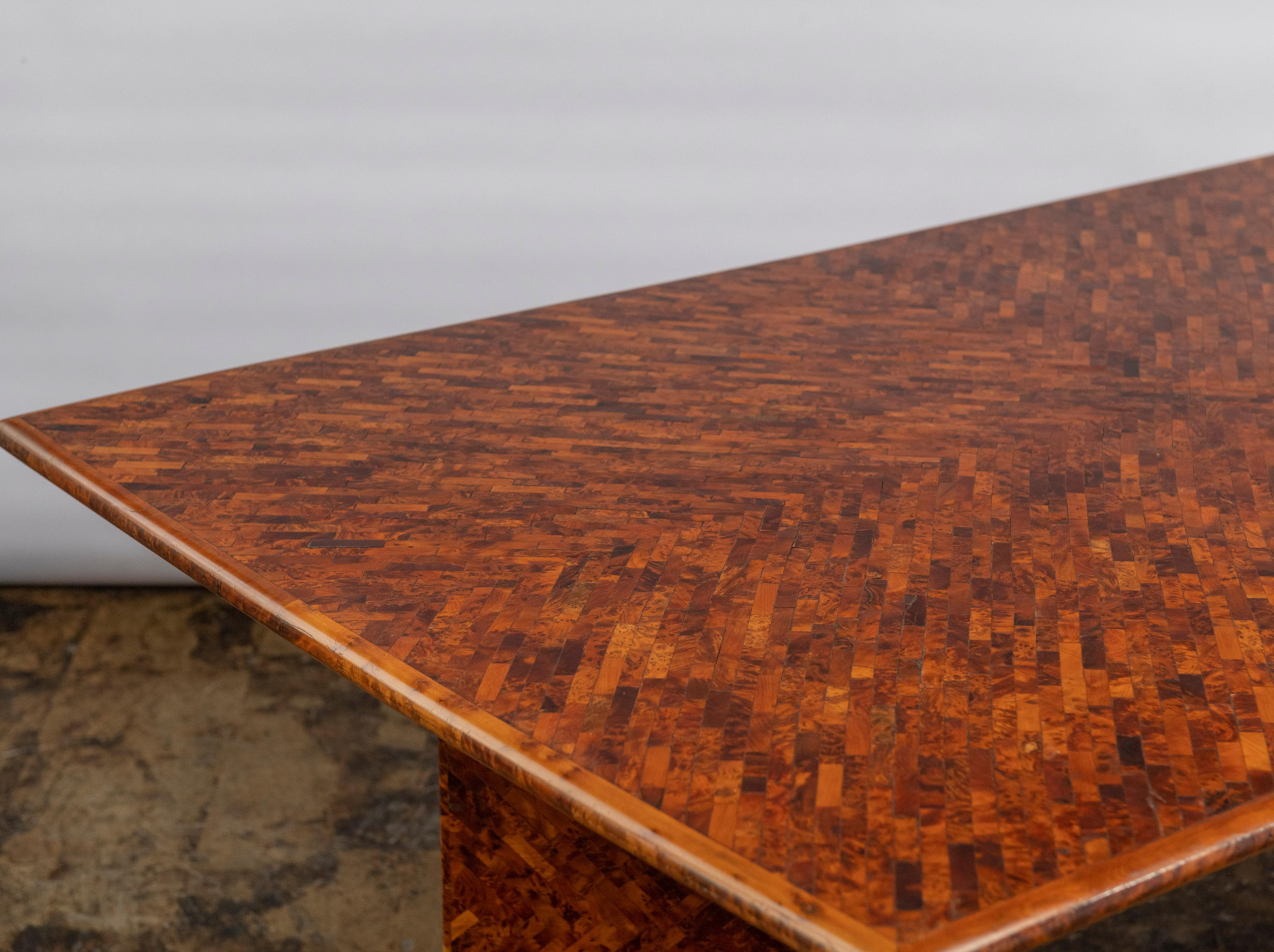 Midcentury Italian Burl Parquetry Table In Good Condition For Sale In San Francisco, CA