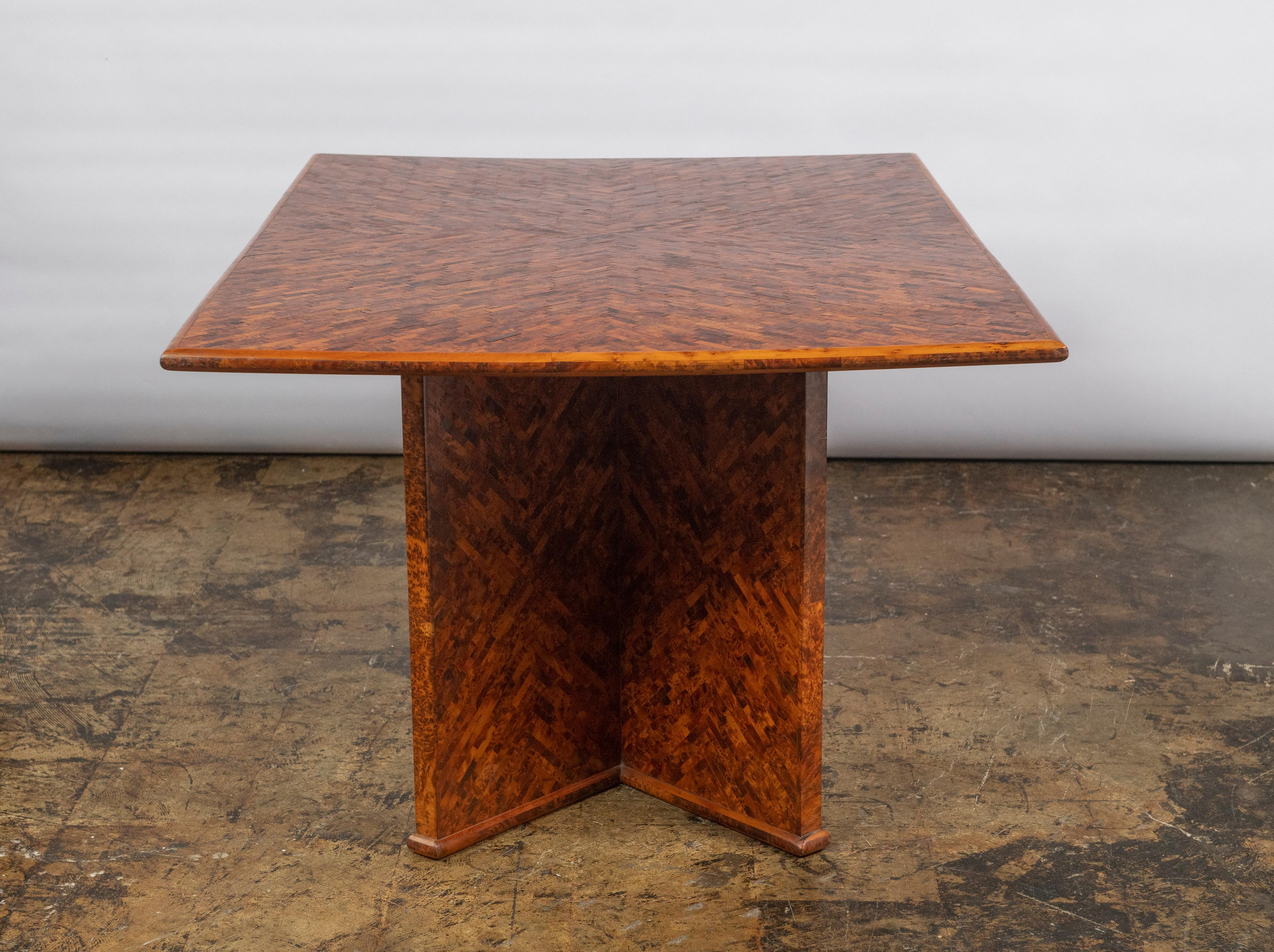 Midcentury Italian Burl Parquetry Table For Sale 2